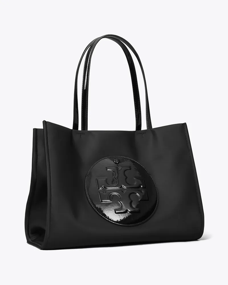 Tory Burch Damen Kleine Ella Tote Bag aus Lackleder Black