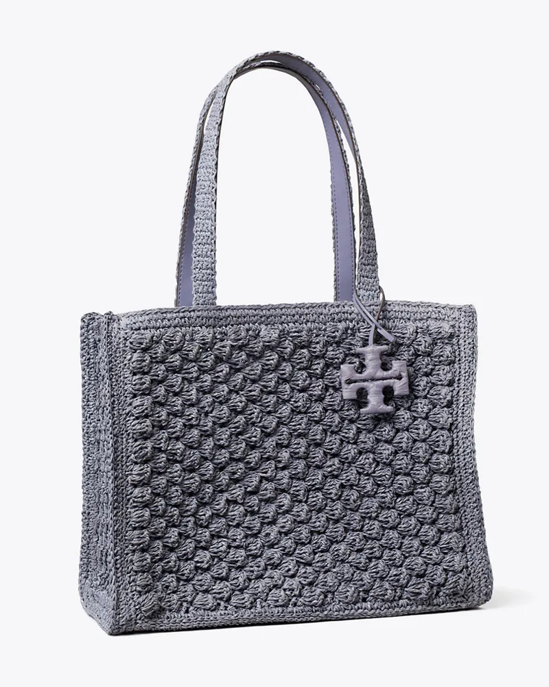 Tory Burch Damen Small Ella Hand-Crocheted Popcorn Tote Gray