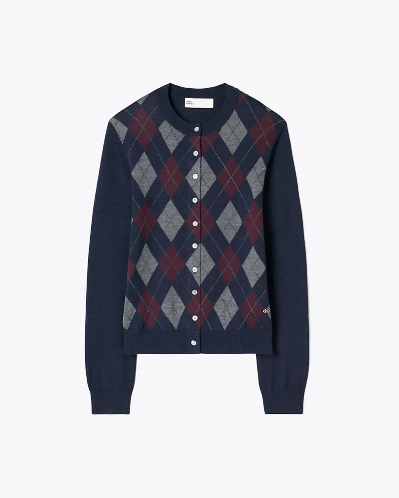 Tory Burch Argyle-Cardigan aus Merinowolle Navy