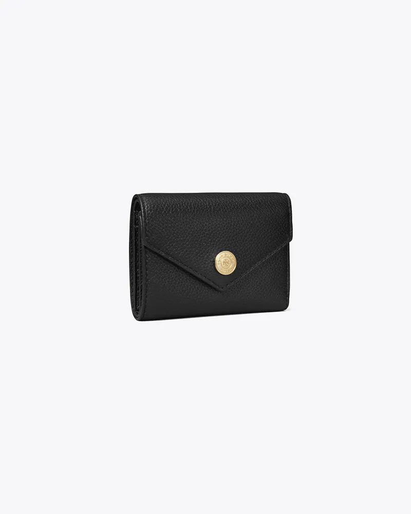 Tory Burch Damen Kleine, strukturierte Geldbörse im Kuvert-Stil Black