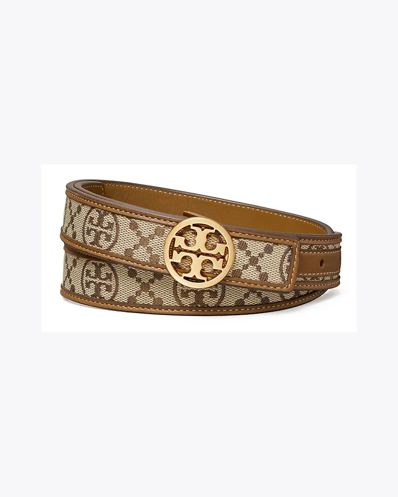 Tory Burch 2,5 cm Breiter Jacquard-Gürtel Mit T-Monogramm Hazelnut