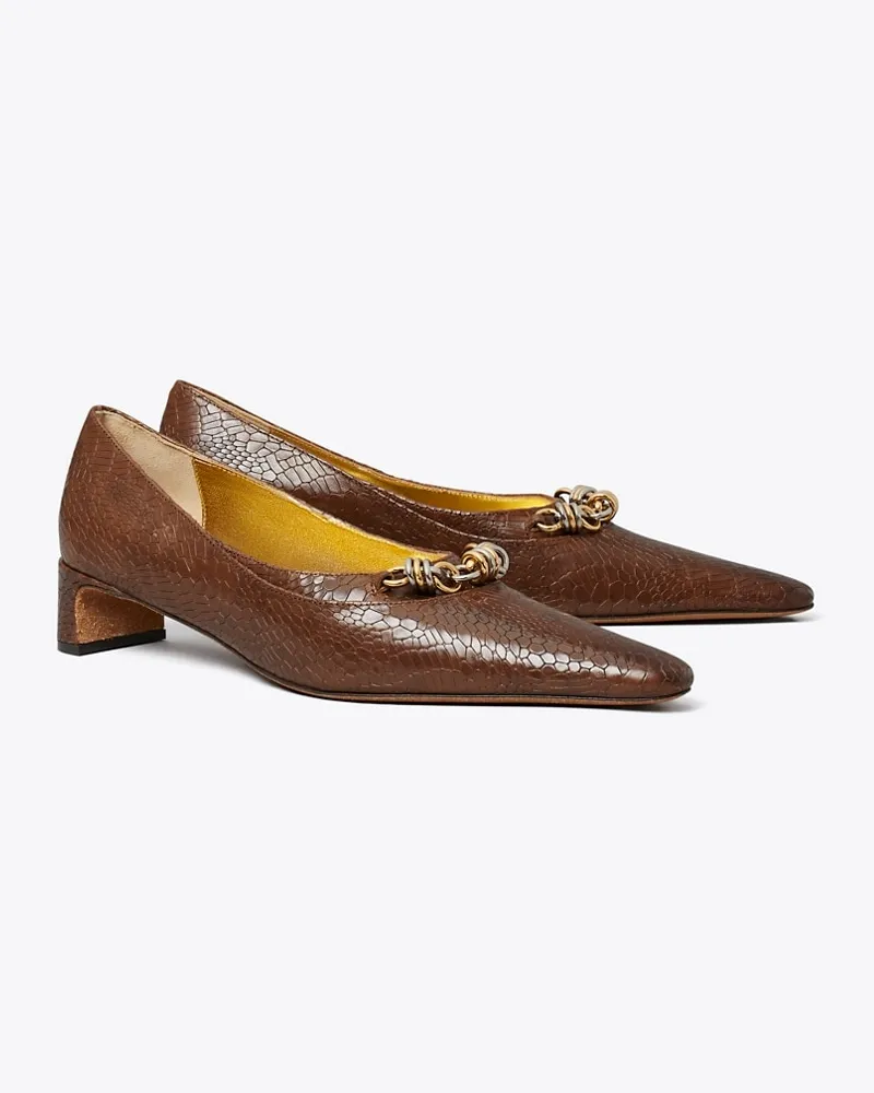 Tory Burch Runway Pumps mit Kette Khaki