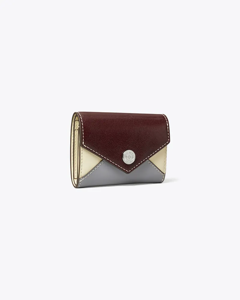 Tory Burch Damen Kleine Ledergeldbörse im Kuvert-Stil Dark
