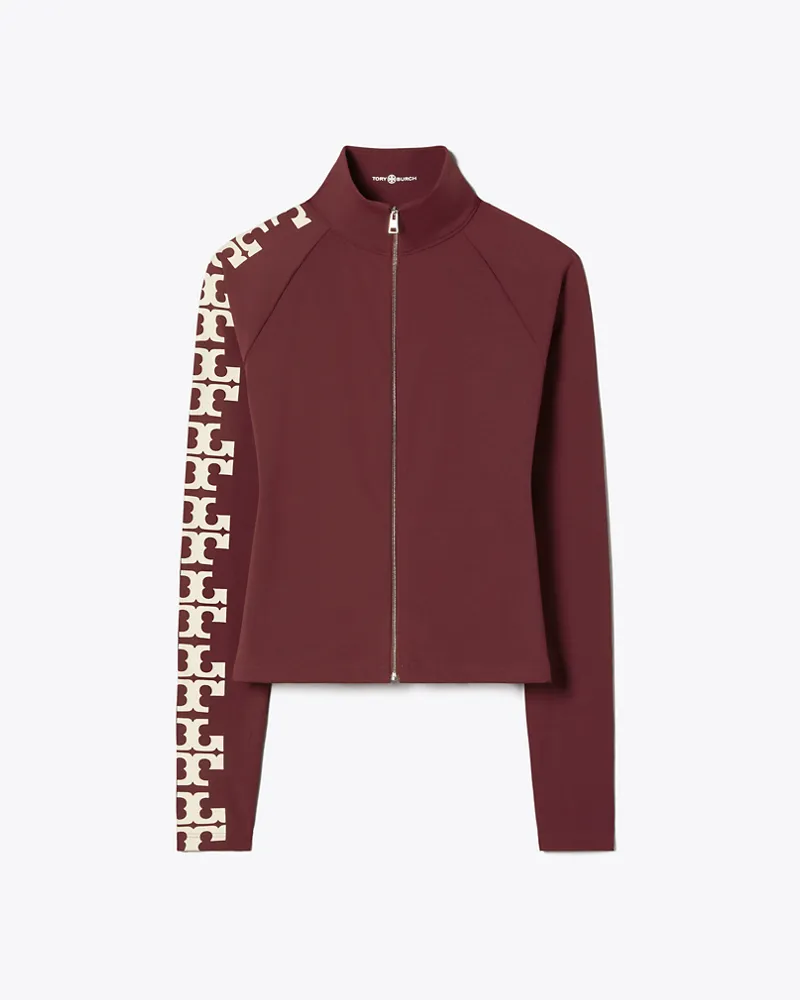 Tory Burch Damen Top aus Nylon mit Logo und Reißverschluss Merlot