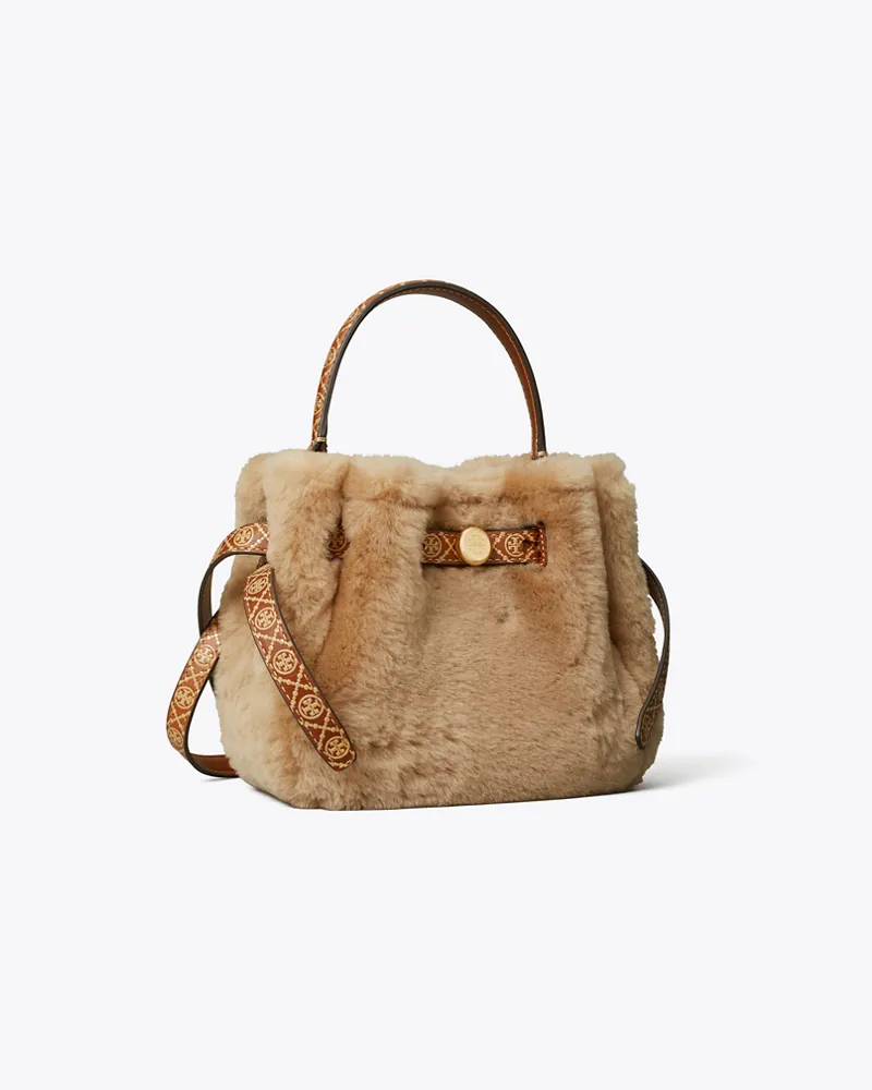 Tory Burch Mini Romy Bucket Bag aus Lammfell Teddy