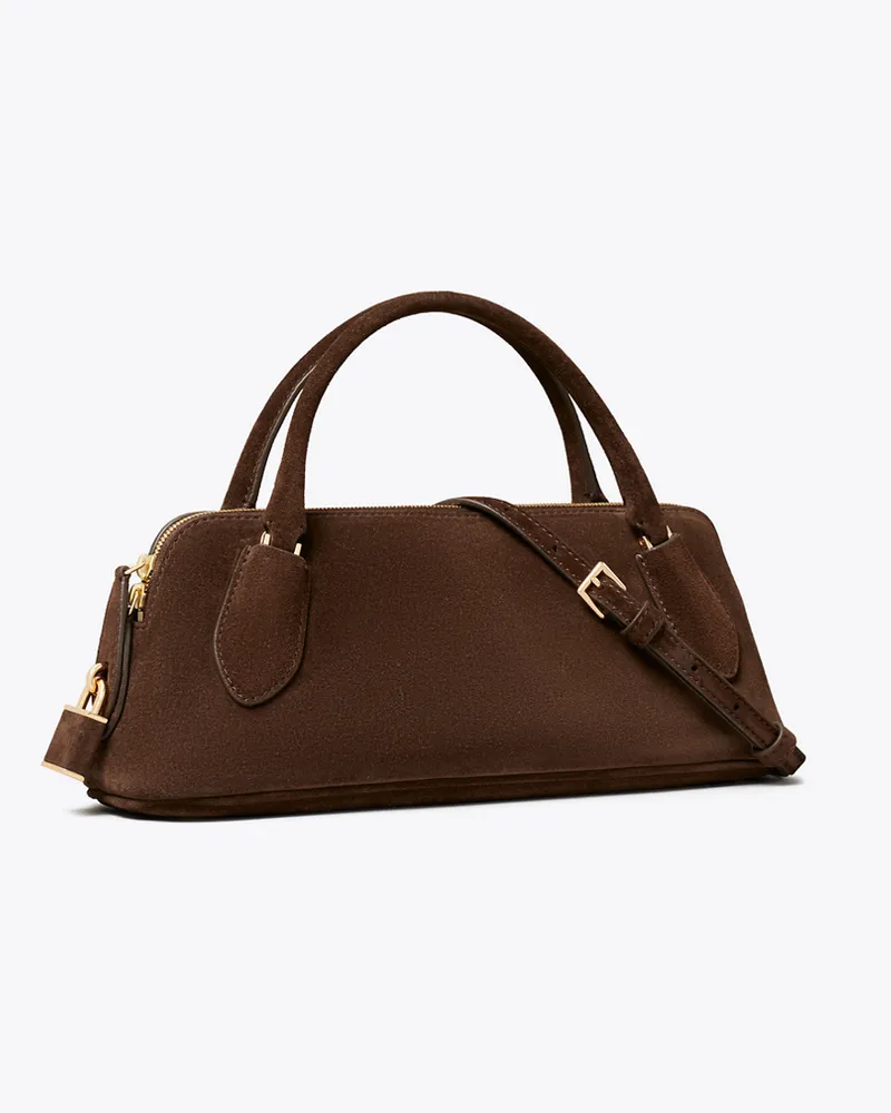 Tory Burch Lock Henkeltasche aus Wildleder Dark