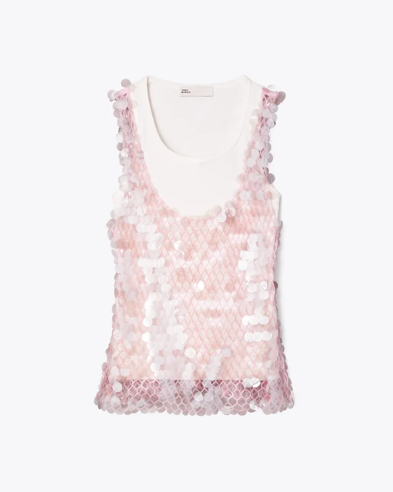 Tory Burch Mesh-Top mit Pailletten Snow