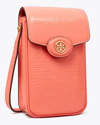 Tory Burch Robinson Crosshatched Phone Crossbody Coral