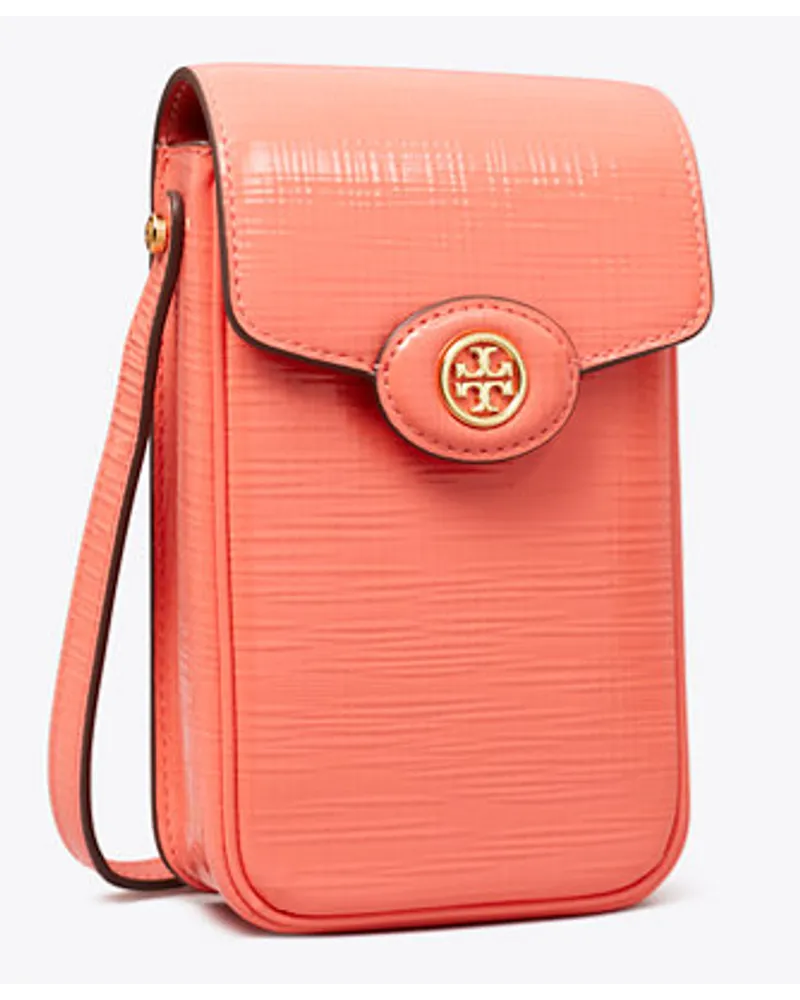 Tory Burch Robinson Crosshatched Phone Crossbody Coral