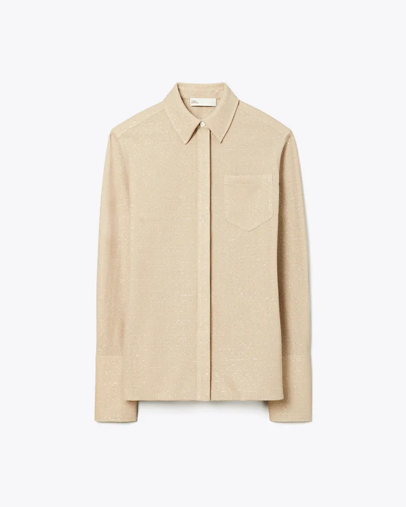 Tory Burch Damen Jacquard Cuffed Top Beige