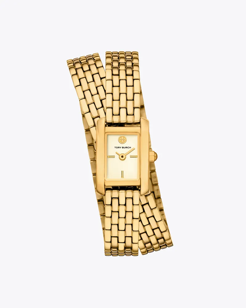 Tory Burch Damen Eleanor Mini-Armbanduhr mit Doppelarmband Ivory