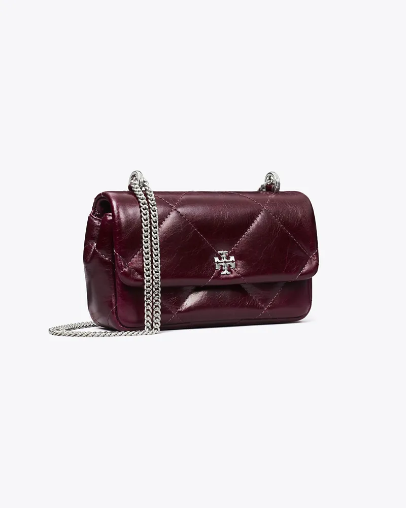 Tory Burch Damen Kira Mini Tasche in Vintage-Optik mit Rautensteppung und Umschlag Dark