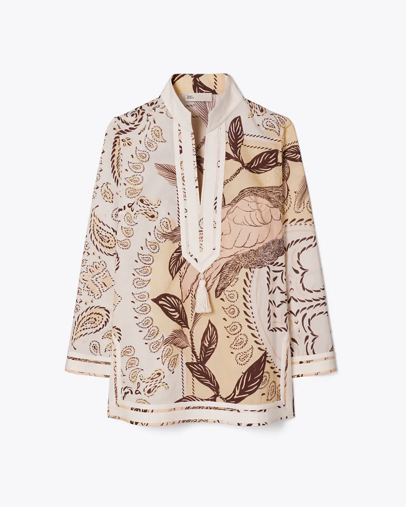 Tory Burch Damen Bedruckte Tory Tunika aus Baumwolle Pink