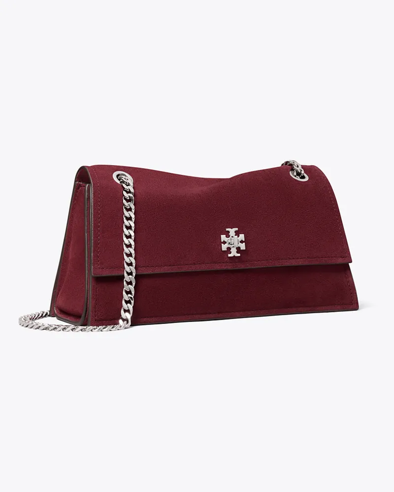 Tory Burch Damen Kira Schultertasche aus Wildleder mit Drehverschluss Merlot