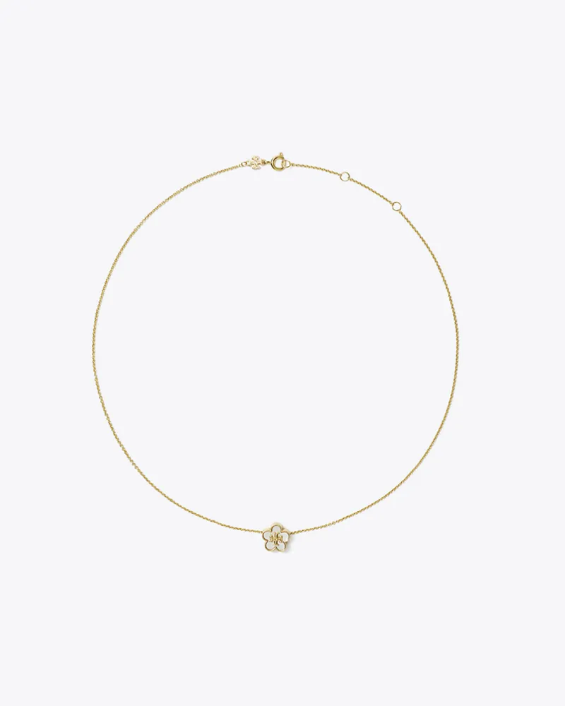 Tory Burch Damen Kira Halskette mit Blumenanhänger Tory
