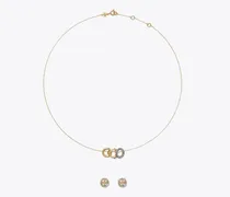 Damen Icon Pavé-Halskette und Ohrringe im Geschenkset