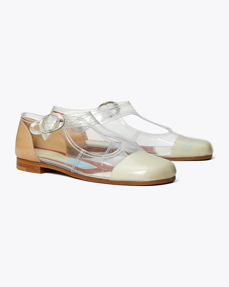 Tory Burch Damen Violet T-Strap Clear