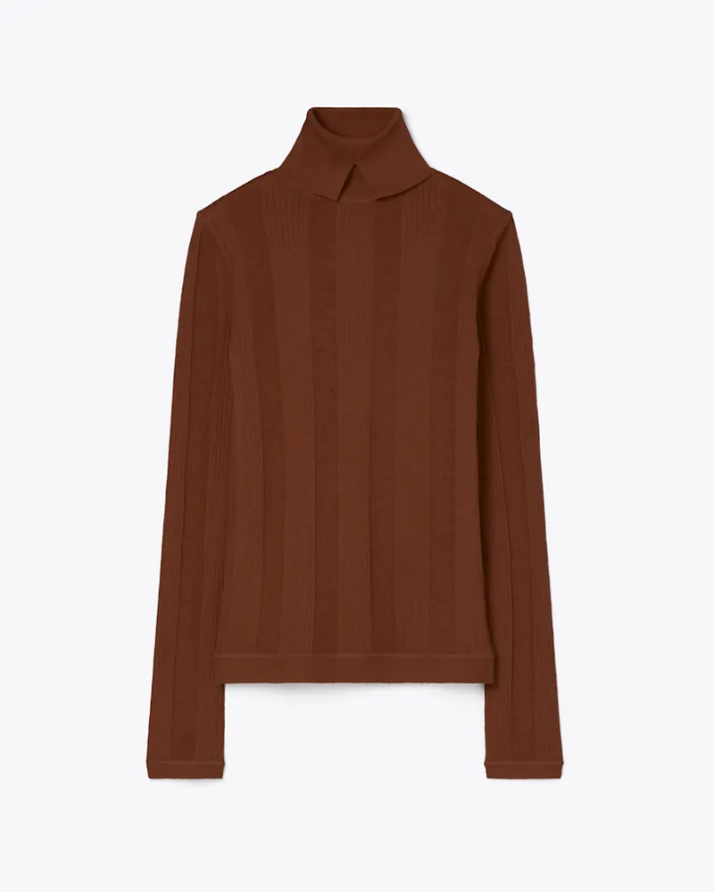 Tory Burch Fein gerippter Rollkragenpullover Rich