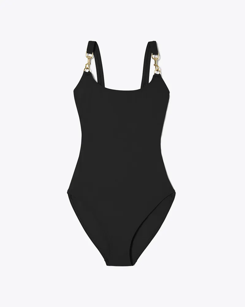 Tory Burch Damen Clip Tank Badeanzug Black