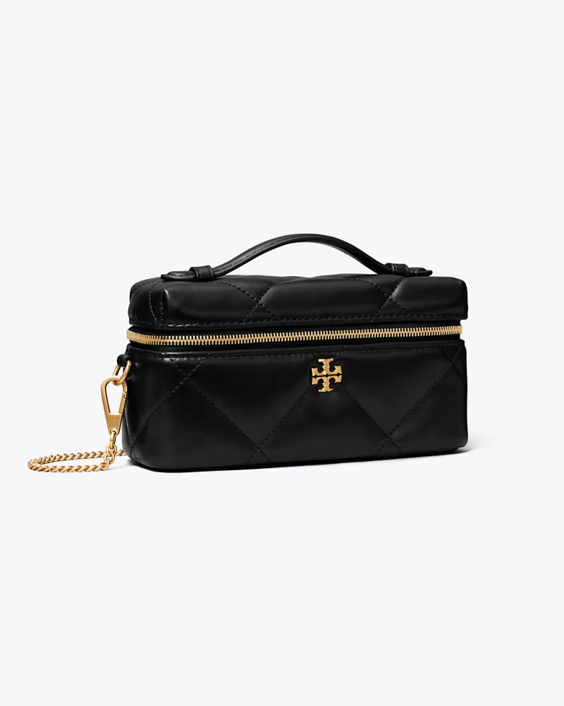 Tory Burch Damen Kira Diamond Quilt Charm East-West Vanity Case Black