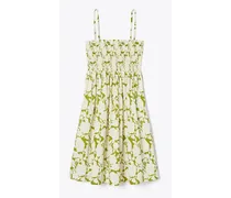 Smocked Printed Cotton Mini Dress