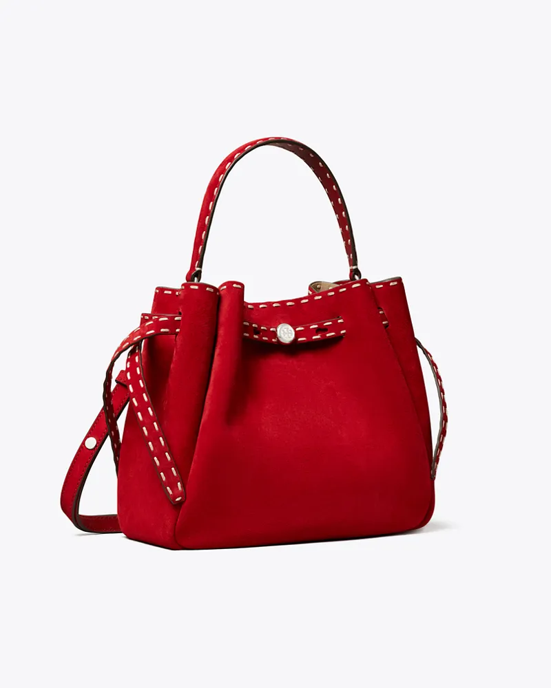 Tory Burch Damen Romy Bucket Bag aus Wildleder mit Heftnaht Toucan