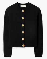 Tory Burch Logo Button Wool Cardigan Black