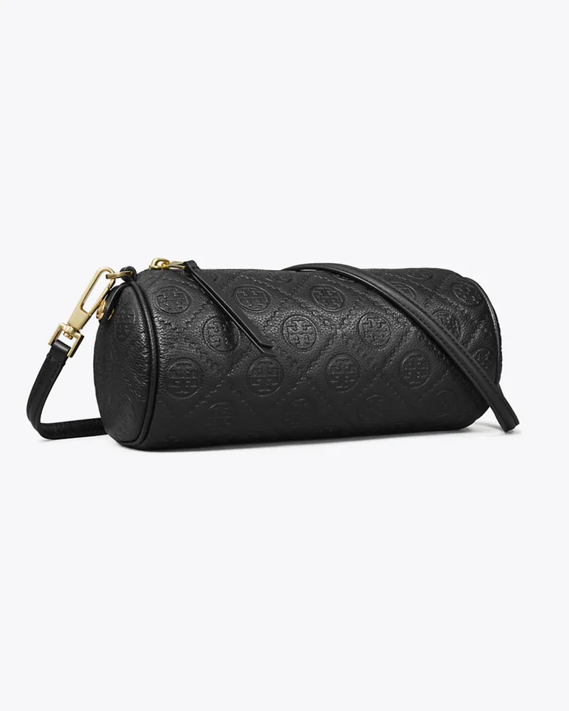 Tory Burch Damen Strukturierte Cylinder Bag mit T-Monogramm Black