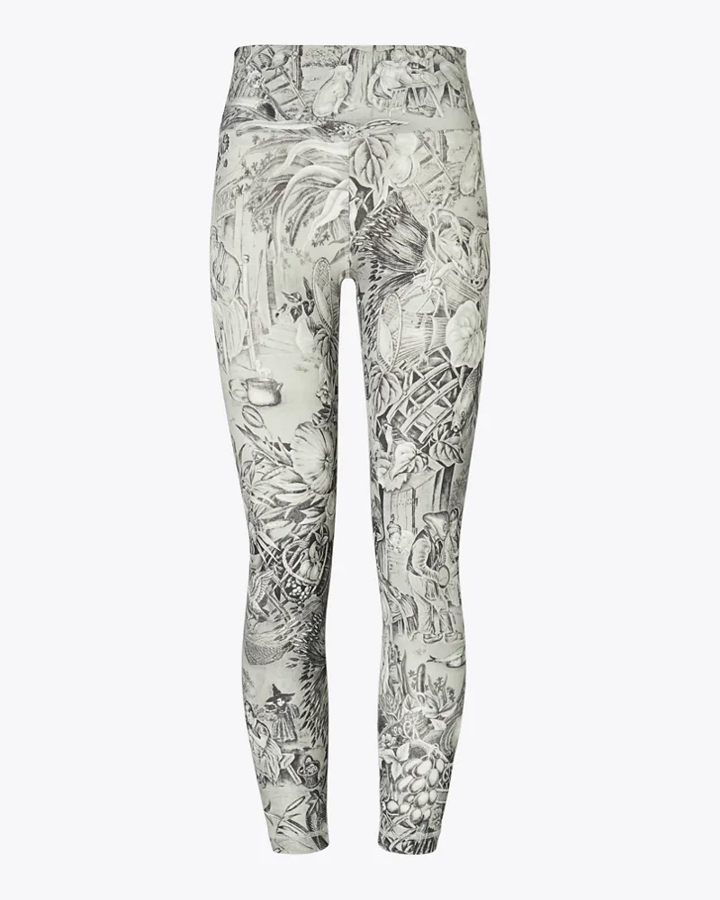 Tory Burch Damen Federleichte 7/8-Leggings mit hohem Bund und Print Grey