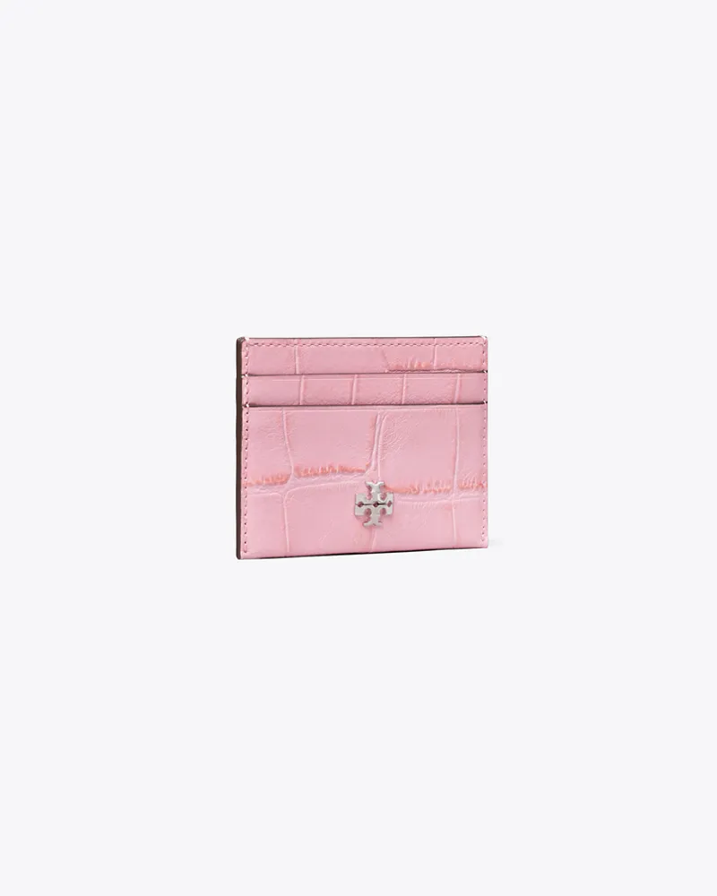 Tory Burch Damen Charlie Kartenetui mit Krokoprägung Rose