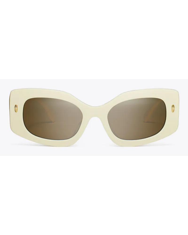 Tory Burch Miller Pushed Rectangle Sunglasses Ivory