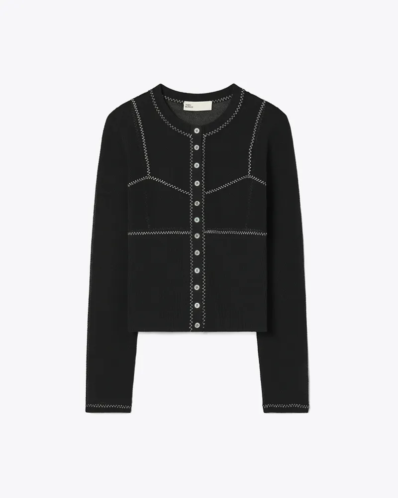 Tory Burch Damen Meshcardigan aus Baumwolle und Nylon Black