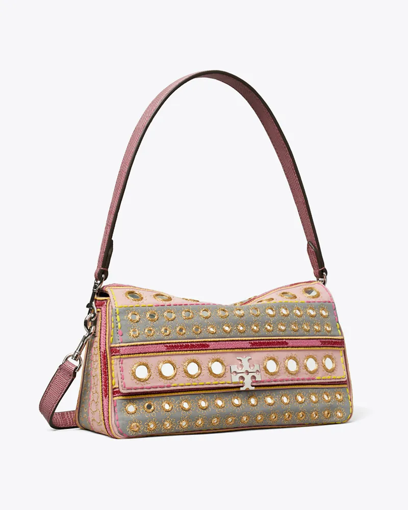 Tory Burch Kleine verzierte Charlie Schultertasche Pink