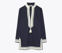 Damen Einfarbige Tunika mit Quasten in Blau