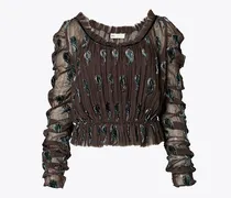 Damen Gerüschtes Samttop