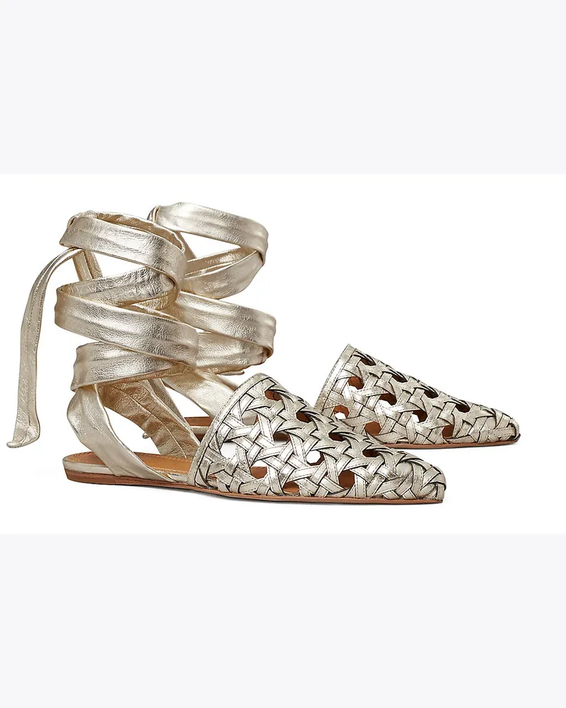 Tory Burch Flat Aus Korbgeflecht Mit Wickelbändern Spark