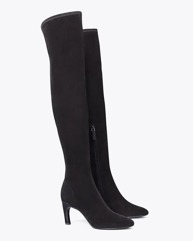 Tory Burch Damen Overknee-Stiefel mit Absatz in Schwarz/Schwarz Perfect