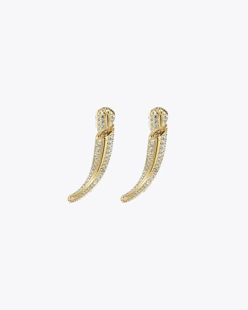 Tory Burch Damen Spike Front-Back-Ohrring mit Pavé-Logo Light