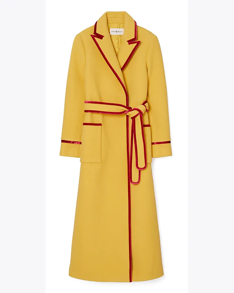 Tory Burch Wickelmantel Aus Wolle Mit Samtbesatz Dusted