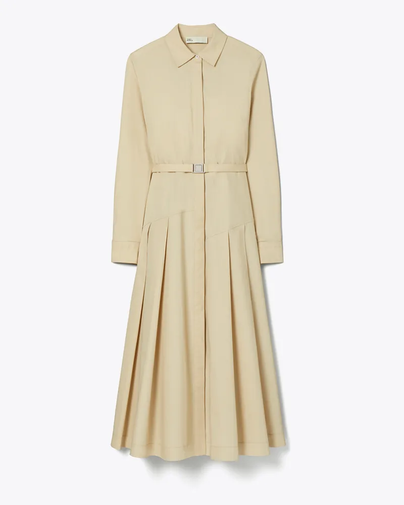 Tory Burch Damen Hemdkleid aus Baumwolle mit Falten Tortora