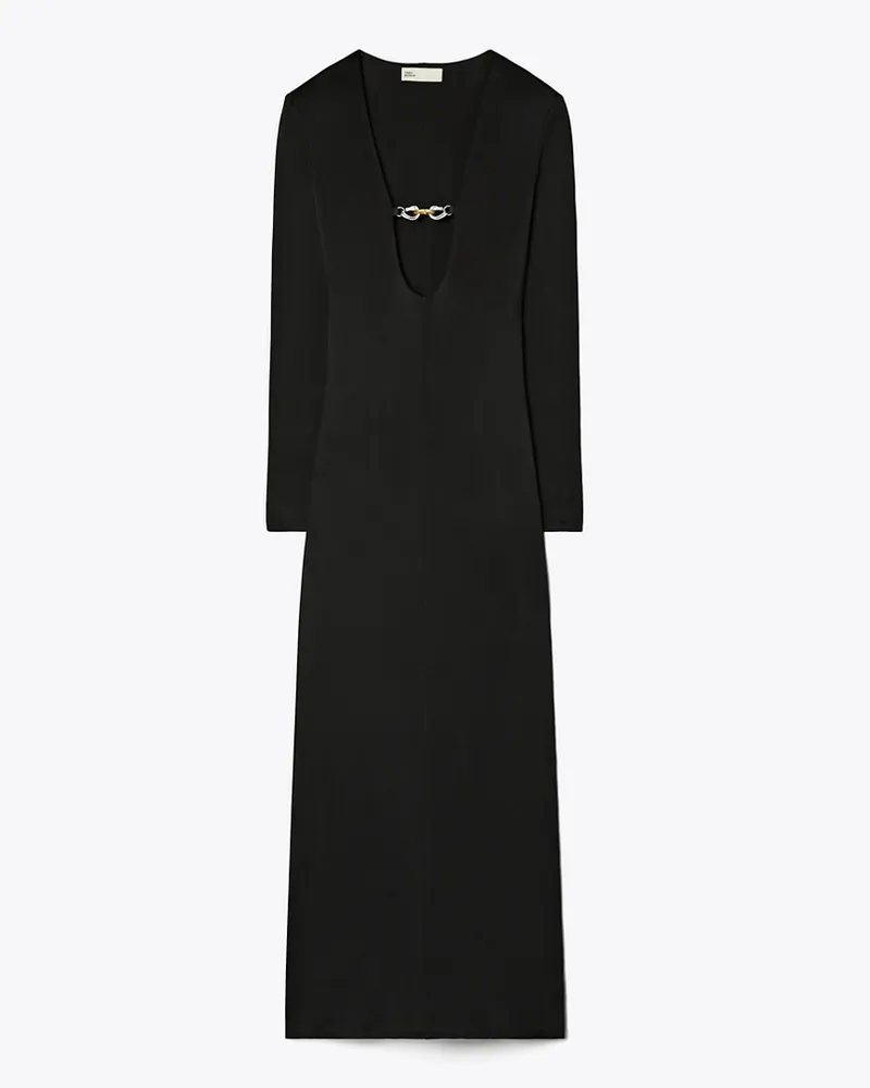 Tory Burch Damen Jessa Viskosekleid mit tiefem U-Ausschnitt Black