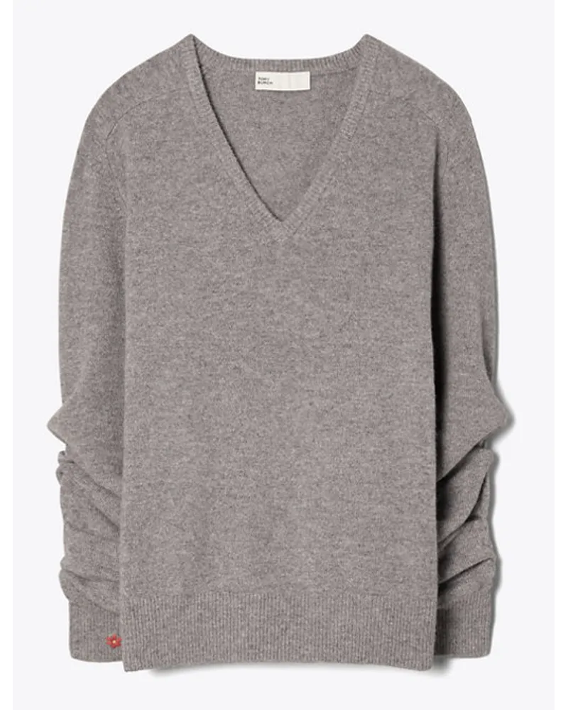 Tory Burch Wool V-Neck Sweater Nickel