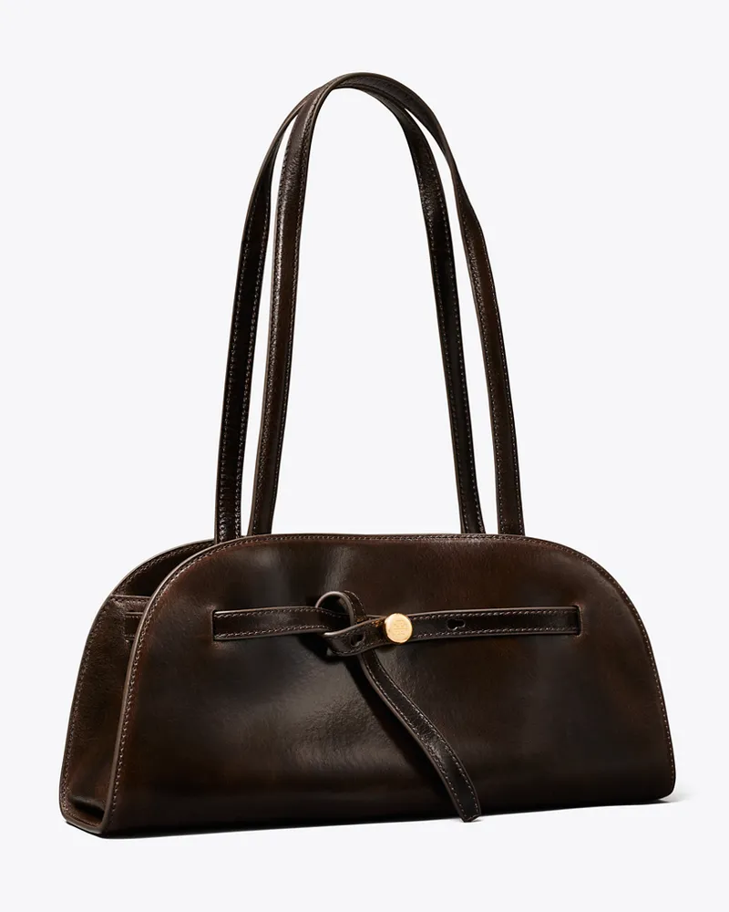 Tory Burch Romy Bauletto im Querformat mit Used-Look Dark