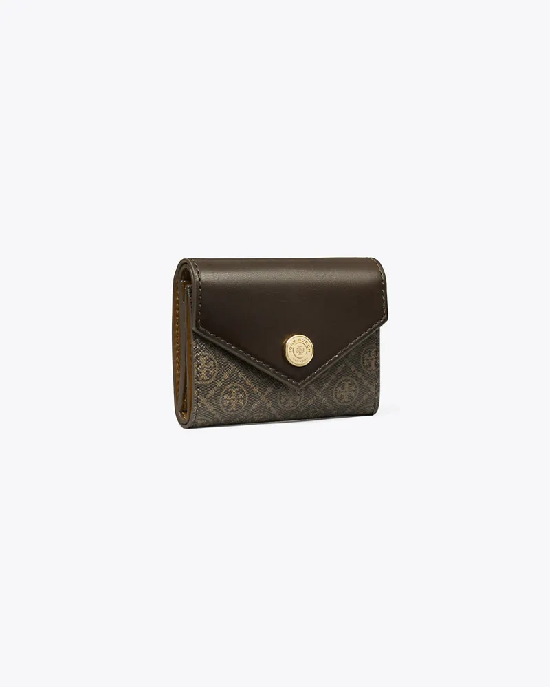 Tory Burch Damen Kleine Geldbörse im Kuvert-Stil aus beschichtetem Canvas mit T-Monogramm French