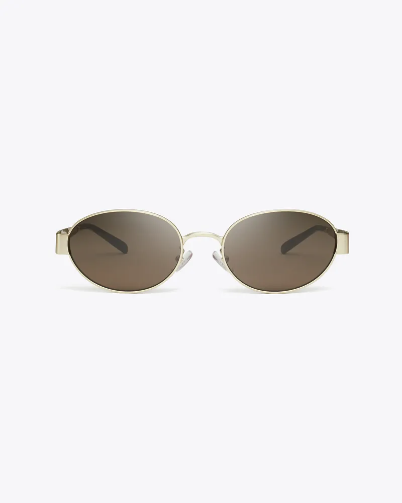 Tory Burch Damen Ovale Miller Sonnenbrille aus Metall Brushed