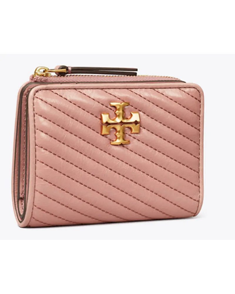 Tory Burch Kira Moto Quilt Bi-Fold Wallet Pink