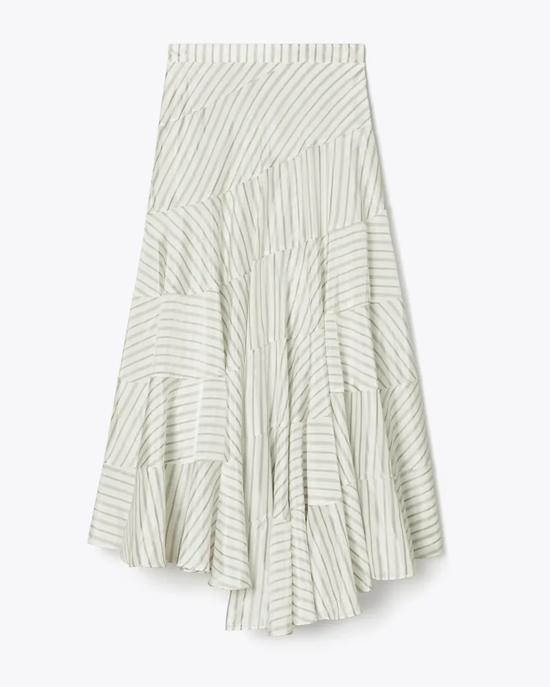 Tory Burch Damen Asymmetrischer Rock aus Viskose White