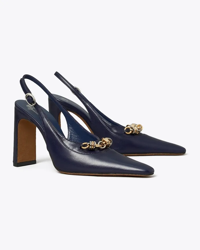 Tory Burch Runway Slingback mit Kette Ink