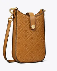 Tory Burch T Monogram Leather Phone Crossbody Tan