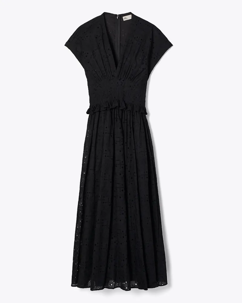 Tory Burch Damen Eyelet Cotton Dress Black